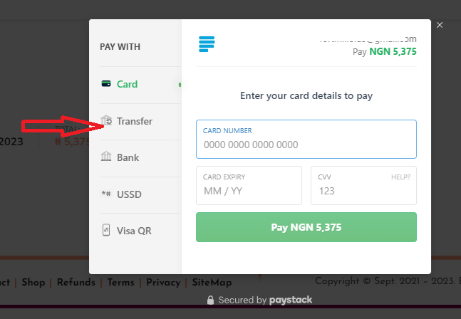 TRANSFER Method for Online Payment Options 4