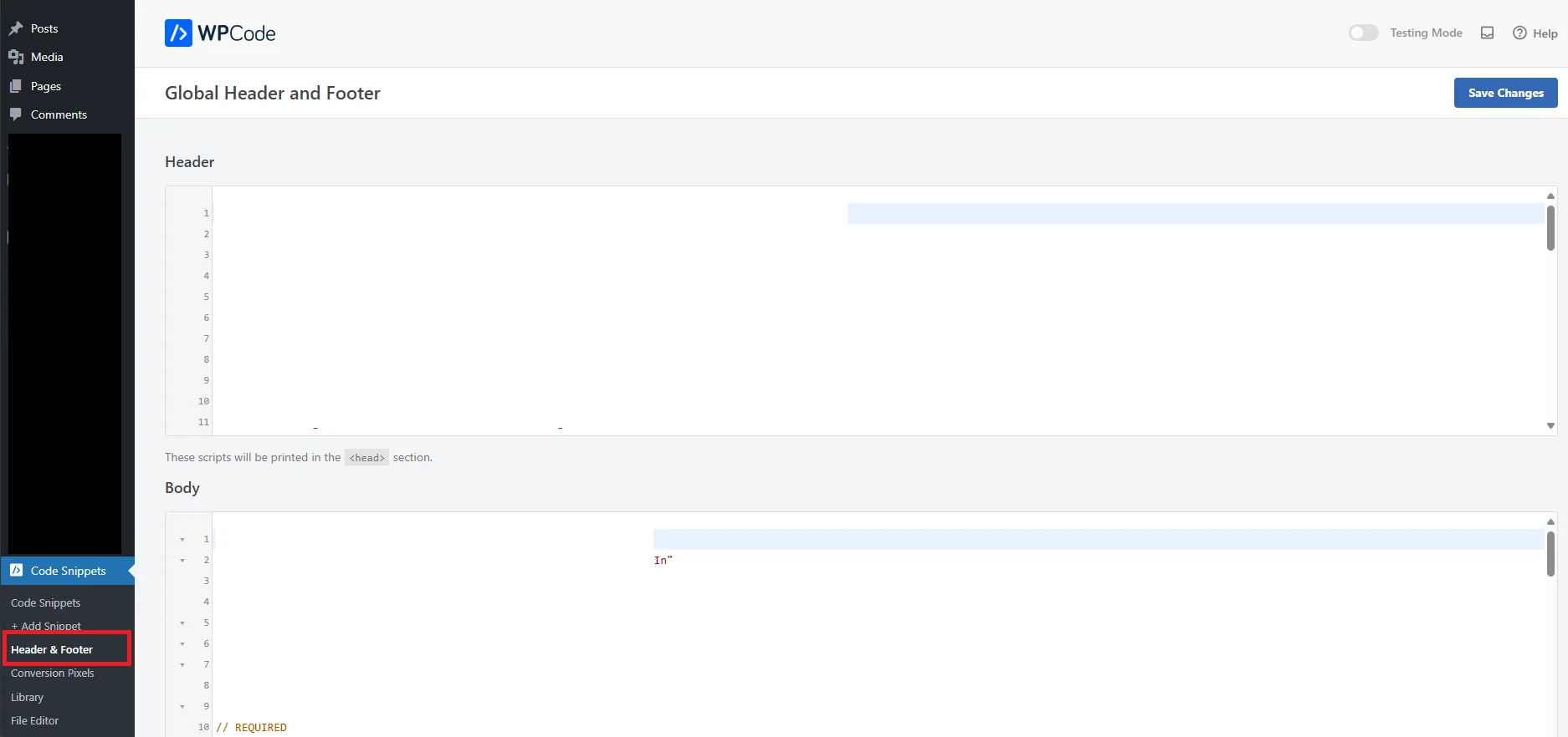 3 Header and Footer section