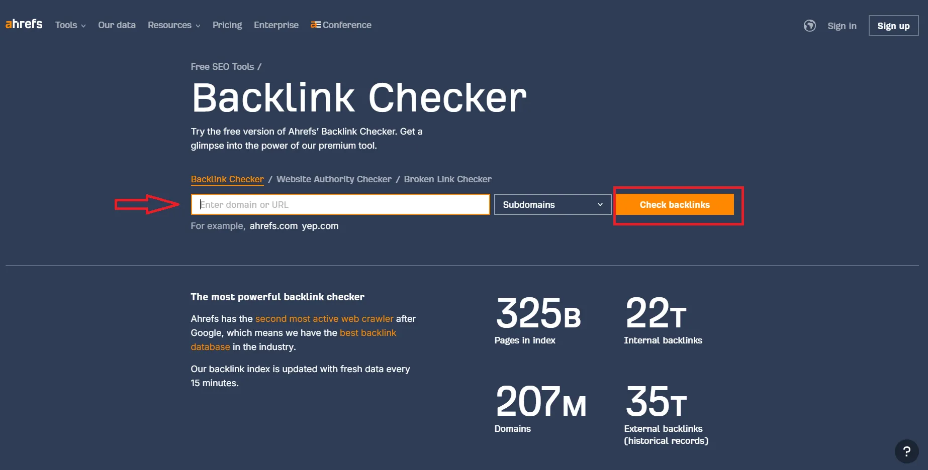 Ahrefs backlink checker