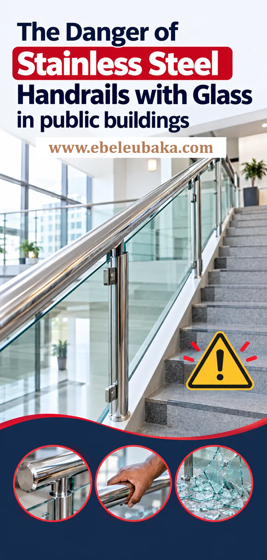 The Danger of Stainless Steel Handrails with Glass in public buildings